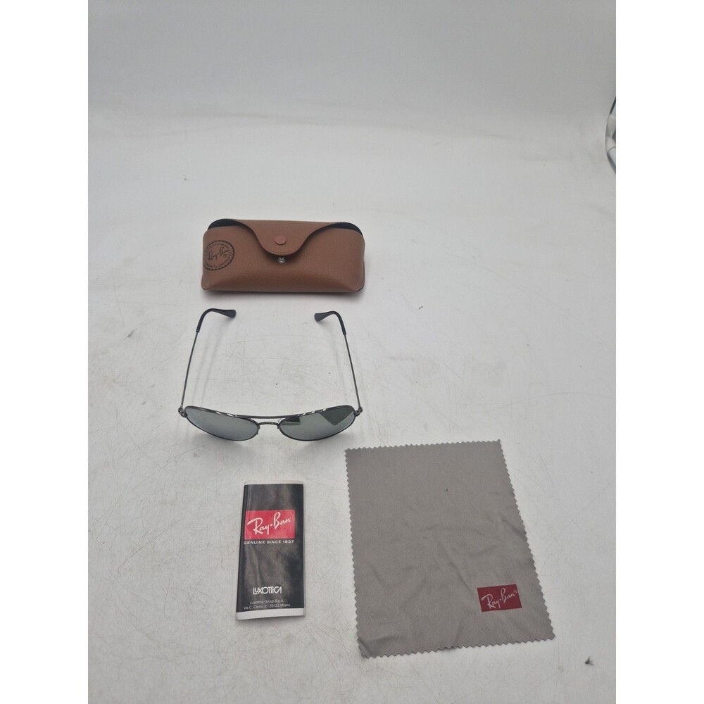 Authentic Ray-Ban RB3025 Aviator Black Metal Frame Green Classic Lens W/ Case